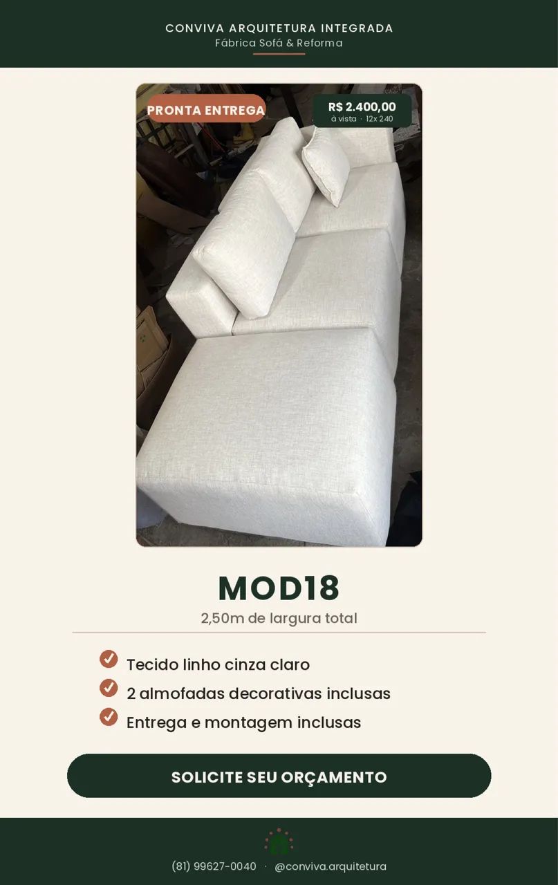 Sofá modular 2,50 novo - pronta entrega