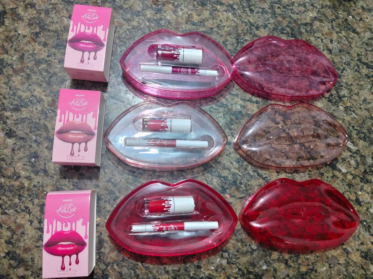 3 KIT LUX LAPIS LABIAL E LIP GLOSS MISS ROSE