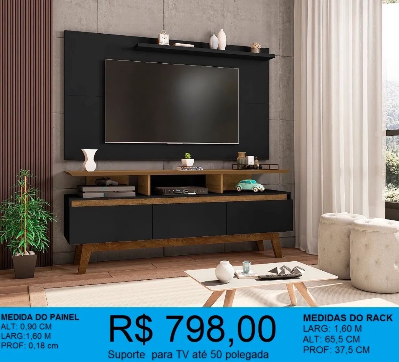 Rack + Painel Super Promoção - Entrega e Monta Grátis -
