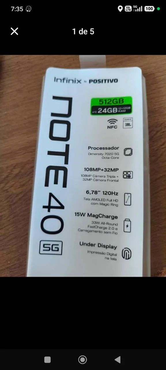 Smartphone Infinix Note 40 - 5g - 512gb - Foto 5