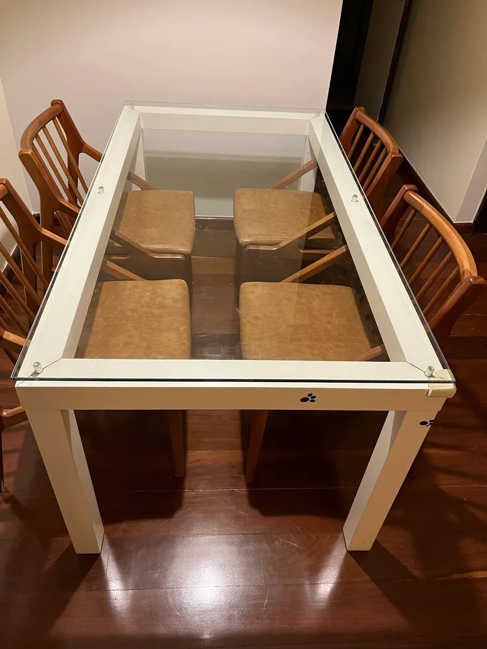 Tampo de mesa retangular de vidro temperado