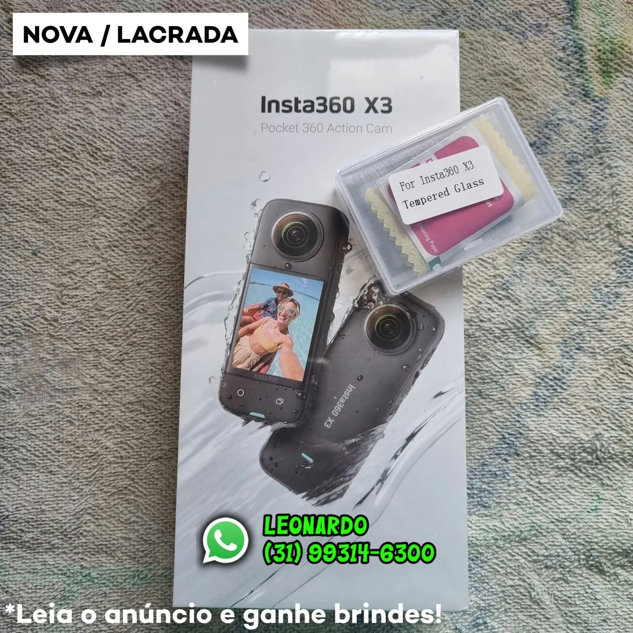(Lacrada) Câmera Insta360 X3 (grava à 5.7K) 360°