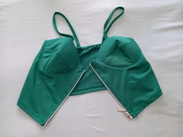top verde com bojo e zíper frontal - Foto 2