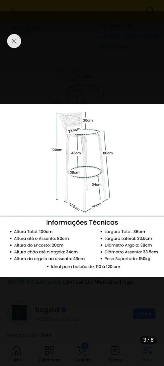Banquetas para balcão  - Foto 4