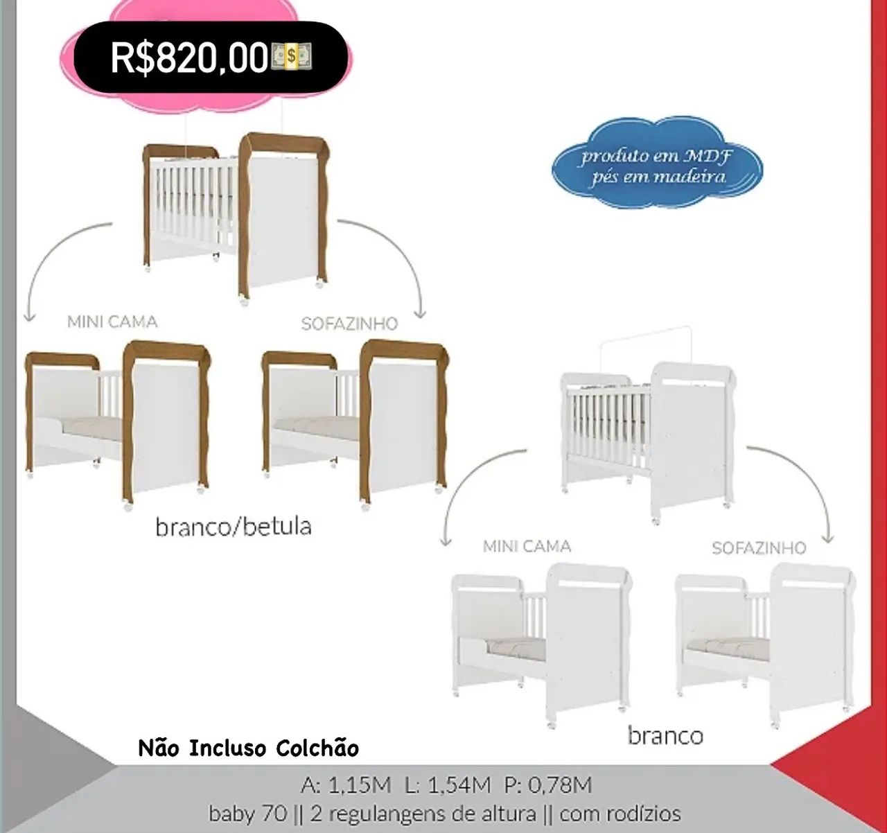Berço 3em 1