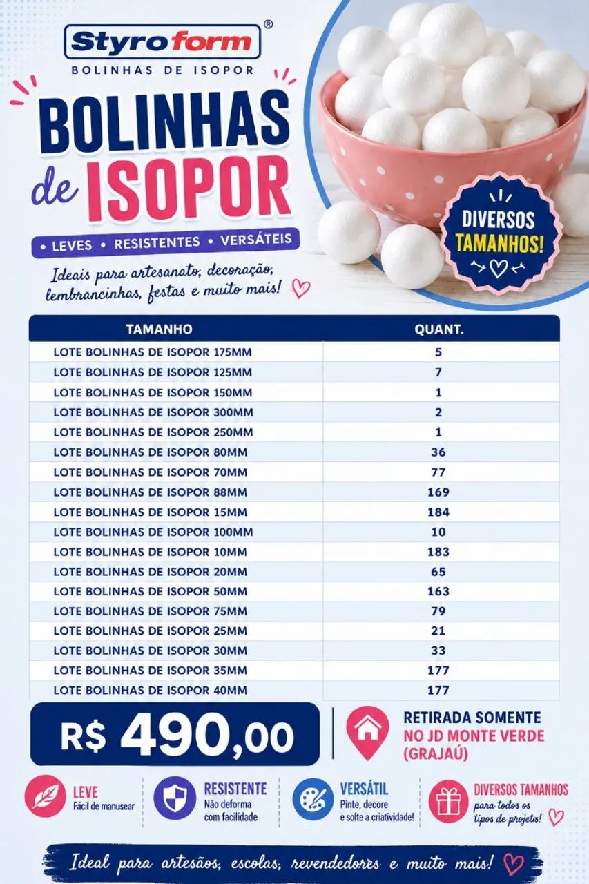Bolinhas de Isopor ( SOMENTE O LOTE ) 