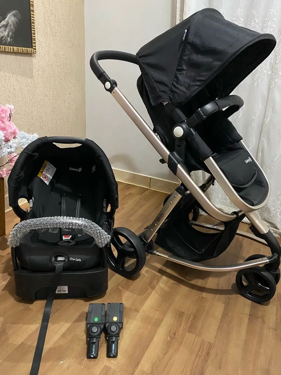 Carrinho Moisés com bebê conforto e base  - Foto 3