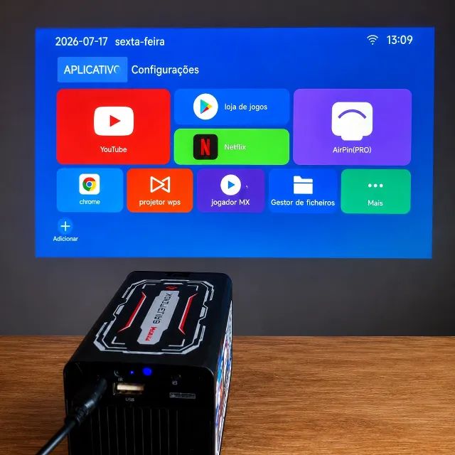 Projetor Smart Android HDMI A1/ 200 polegadas, suporte a 4k, o melhor da sua categoria,  - Foto 2