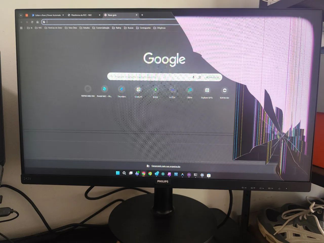 Monitor Philips 23,8" 242V8A display queimado