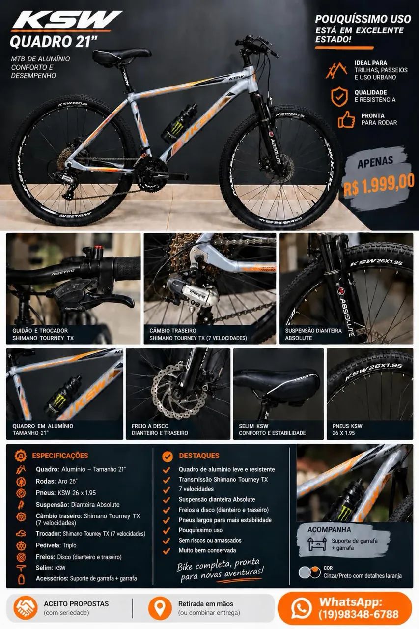 Bicicleta Aro 26 - Quadro 21