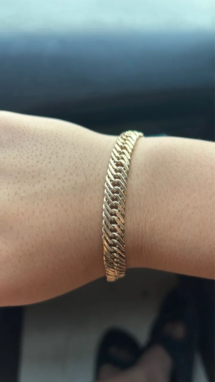 Pulseira de ouro 18K Grumet tripla 