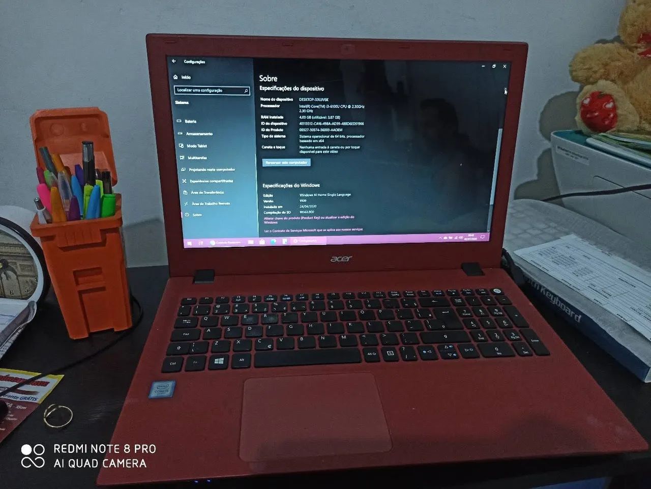 Notebook Acer tela 15.6 polegadas  1TB