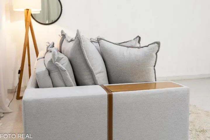 sofa cama retratil em linho 3 luagres - Foto 4