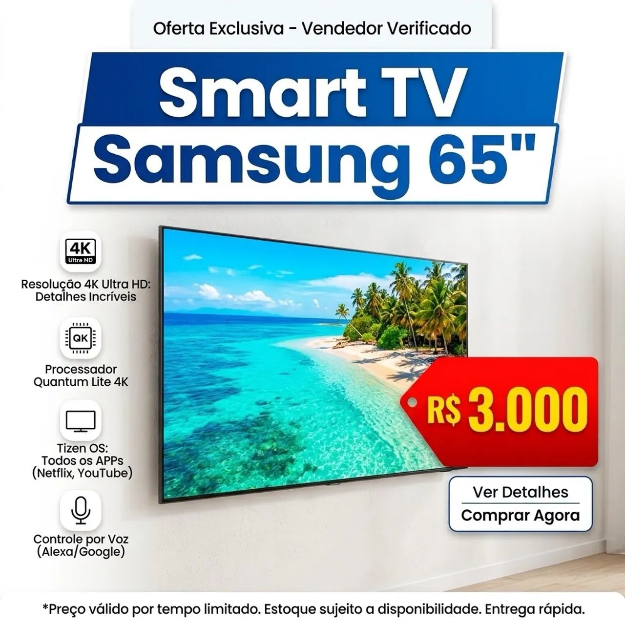 SMART TV SAMSUNG 65 POLEGADAS 