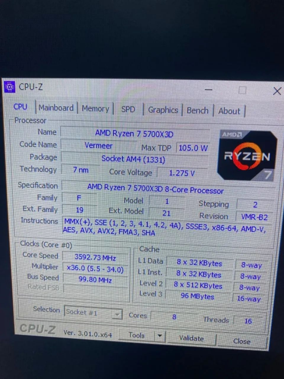 Processador AMD RYZEN 7 5700x3d - Foto 2