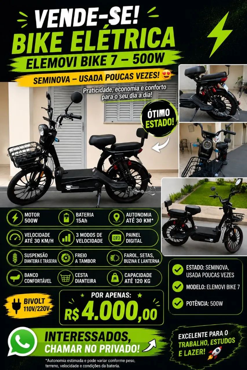 BIKE ELÉTRICA ELEMOVI BIKE 7 - 500W 