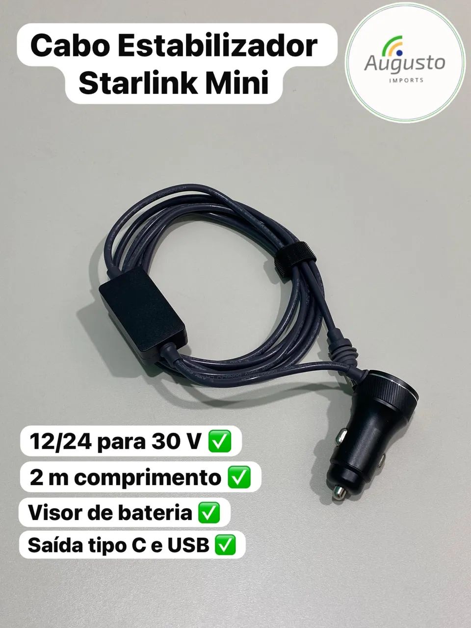 Cabo Starlink + estabilizador 