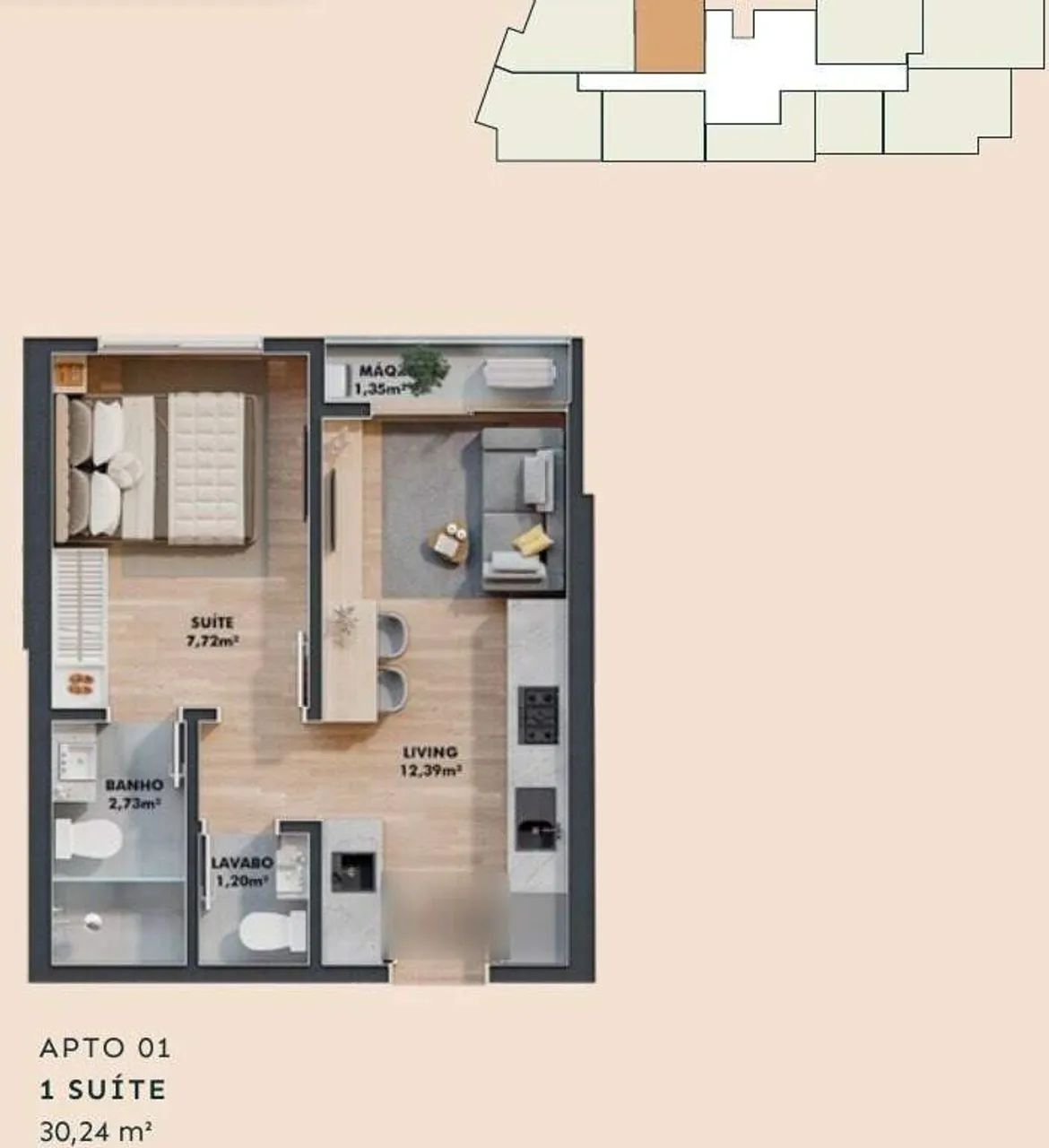 Apartamento de 1 suíte e lavabo no Bothanic, Centro de Itajaí - Foto 2