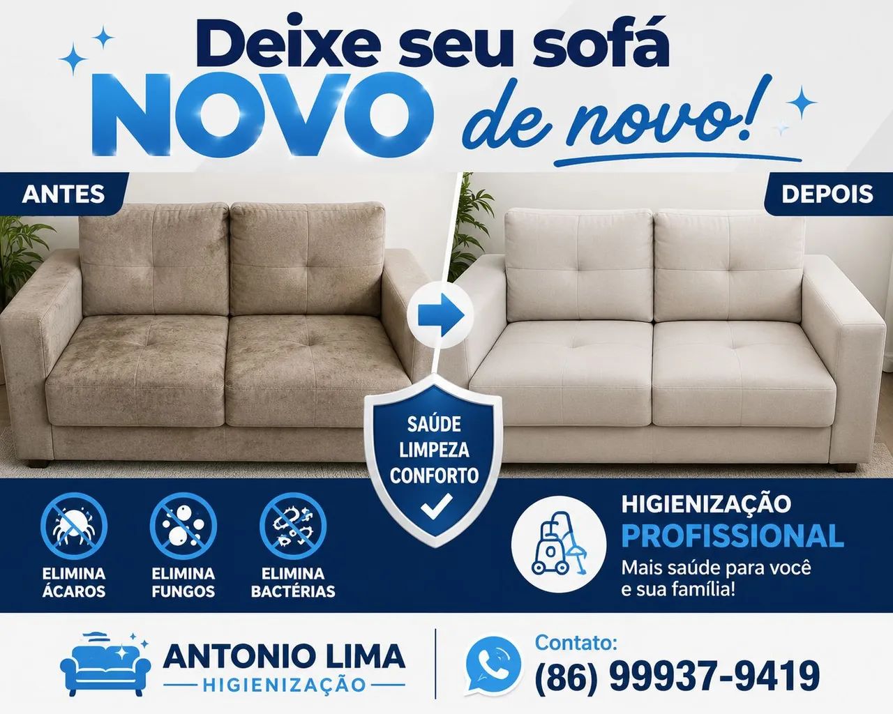 Higienização de sofá 