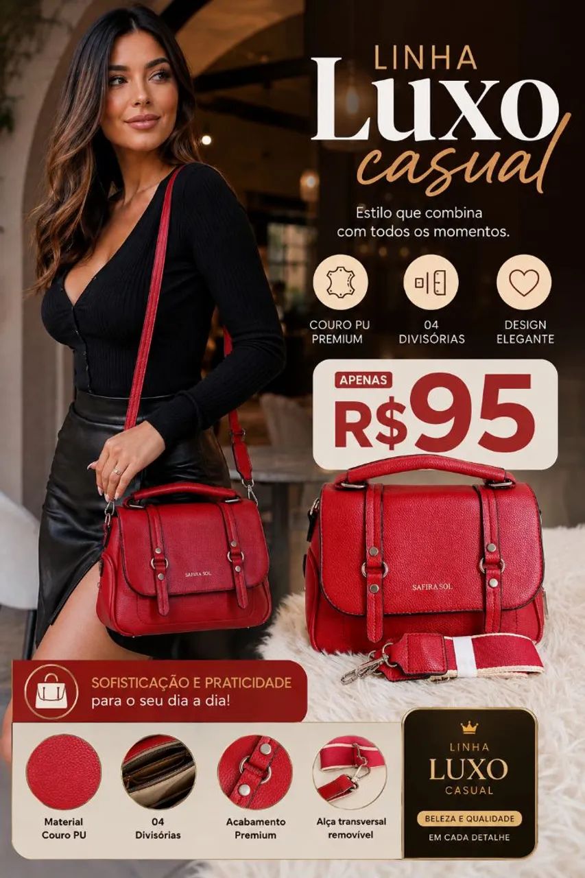 Bolsa Média Feminina Red 