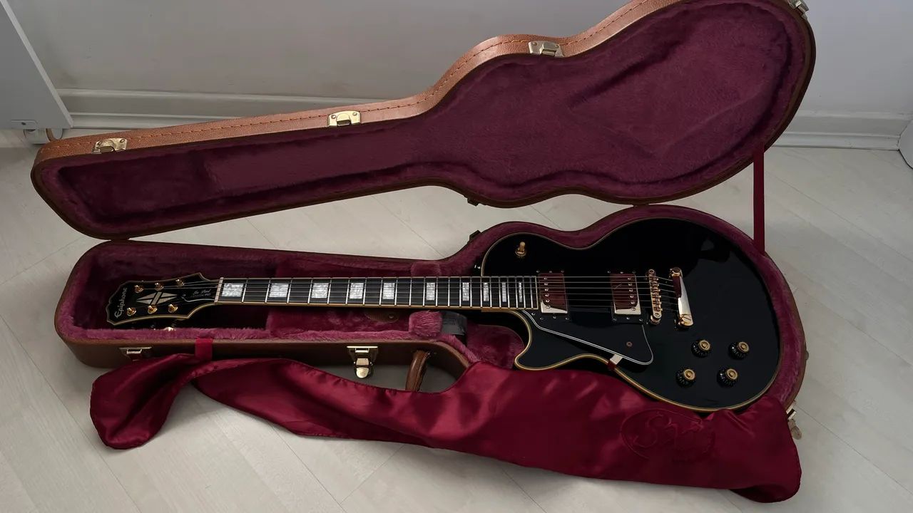 Guitarra Epiphone Les Paul custom pro ebony canhoto - Instrumentos