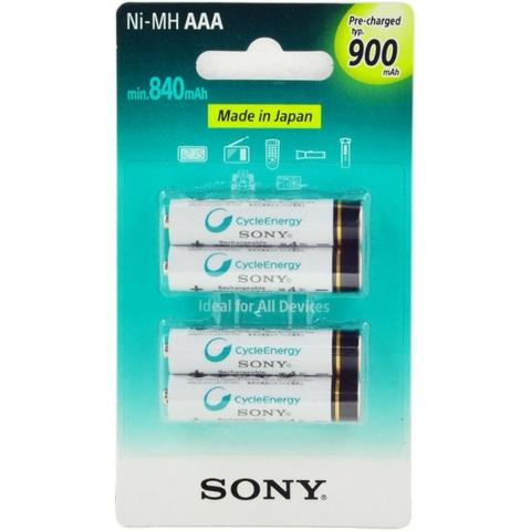 Pilha Recarregável AAA Sony NH-AAA-B4GN com 4 - 900mAh