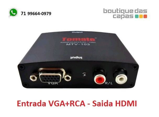 Conversor VGA para HDMI - Converta a saída HDMI x entrada VGA + RCA mtv-103