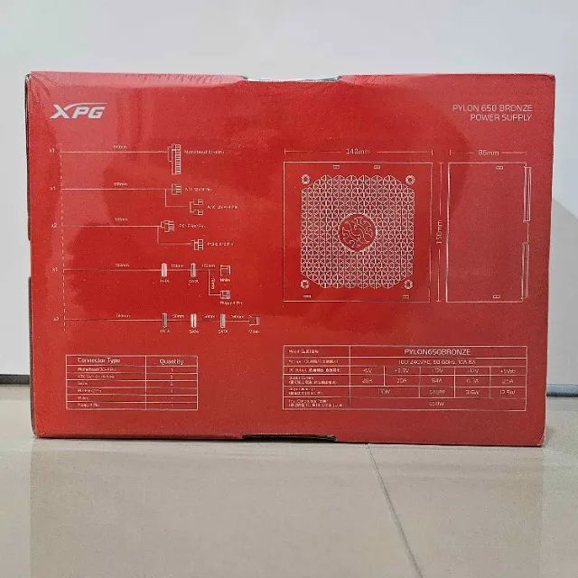 [Novo] Fonte XPG Pylon, 650w, 80 Plus Bronze, Preto, PYLON650BBKCBR Peças de Hardware Santa