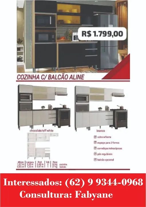 Armario de Cozinha Aline C balcao - Foto 4