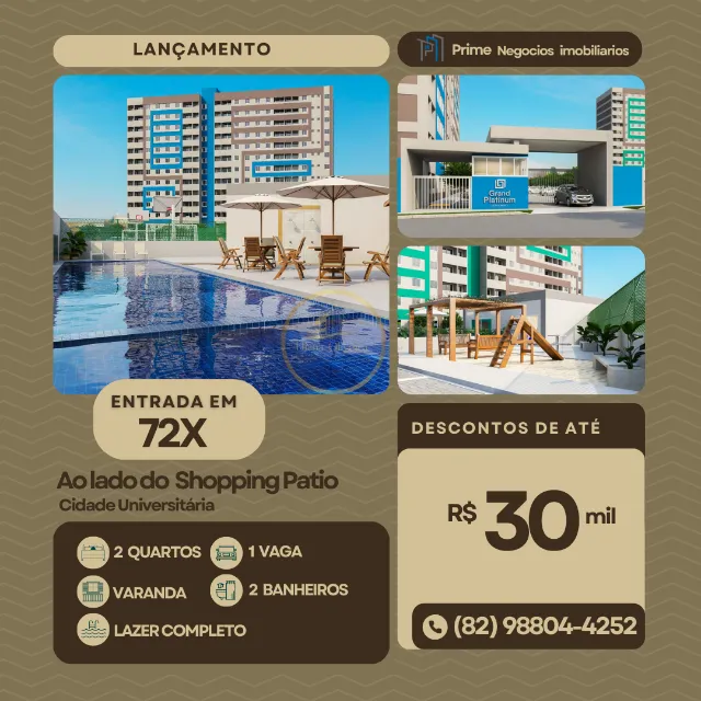 Todos os apartamentos possuem varanda e 2 quartos, sendo 1 suíte Vaga de garagem