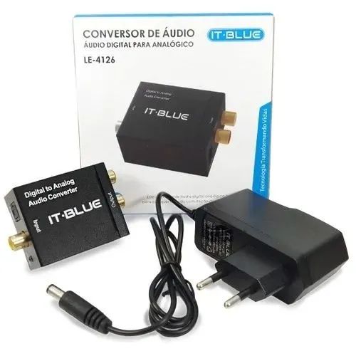 Conversor Áudio Óptico Digital Fibra Coaxial Rca Analógico