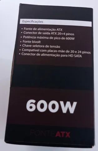 fonte atx 600w  nova  - Foto 2