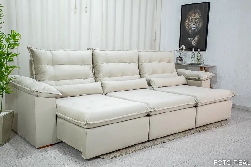 Sofá Retrátil Reclinável 3.20m Lima Molas Bonnel Soft IMPERDÍVEL rf654