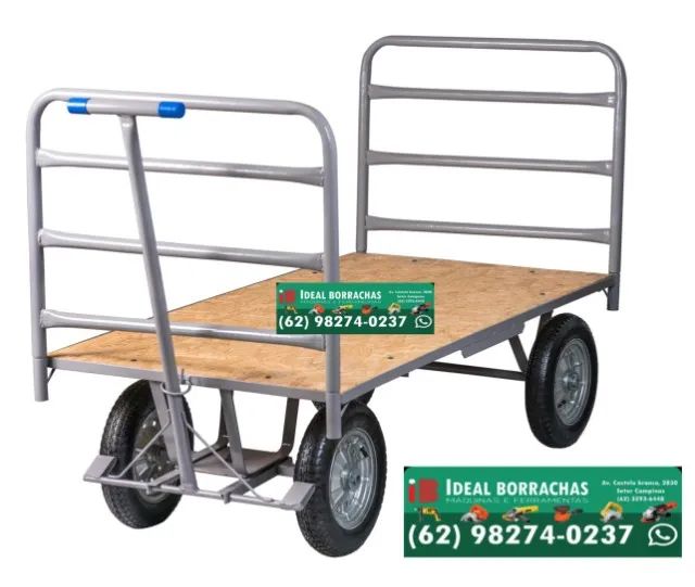 Carrinho carga plataforma 400kg - com grade - Foto 2