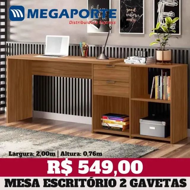 Mesa para Escritório 2,00m Office (Novo) Entrega Grátis!  - Foto 2
