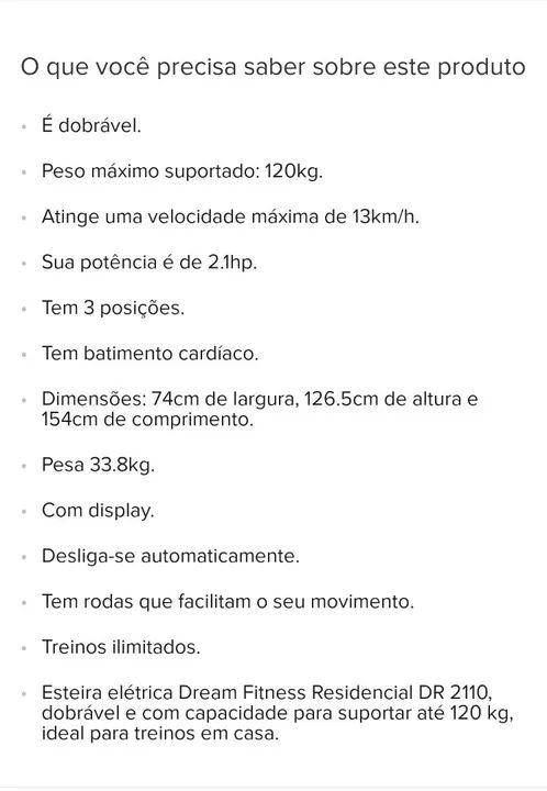 Esteira Elétrica Dream DR 2110 - Semi Nova - Ótimo estado! - Foto 6