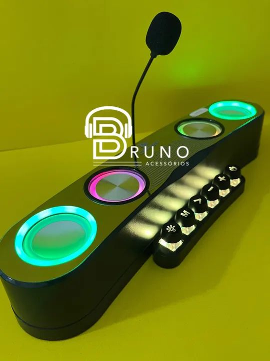 Caixa de Som Gamer com Microfone Grasep - Iluminação RGB - Foto 4