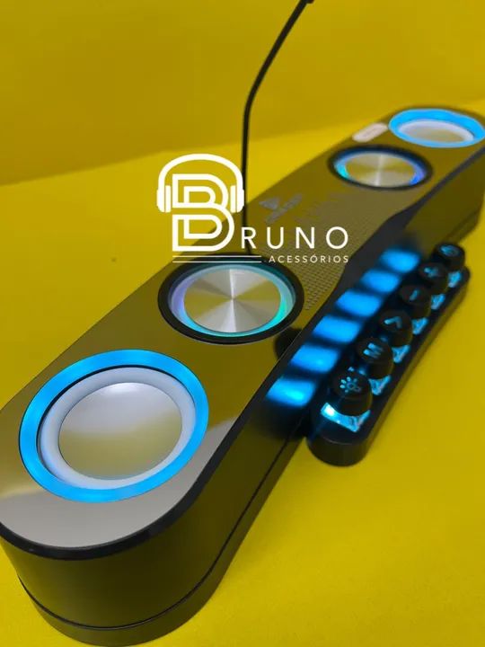 Caixa de Som Gamer com Microfone Grasep - Iluminação RGB - Foto 2
