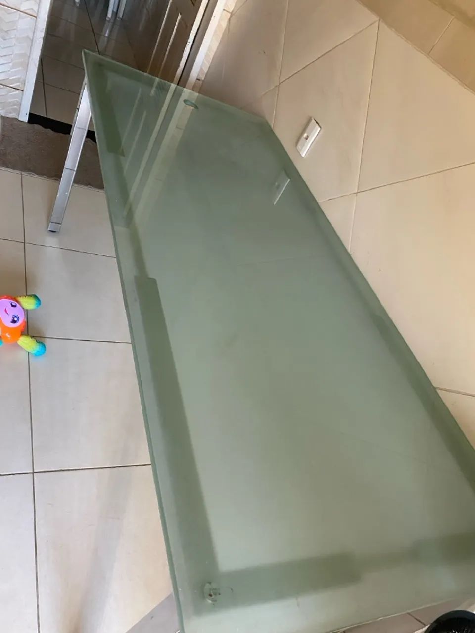Mesa inox com tampo de vidro