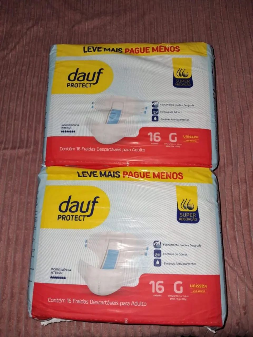 Fraldas Descartáveis Dauf Protect para Adulto, tamanho G, contendo 16 unidades.