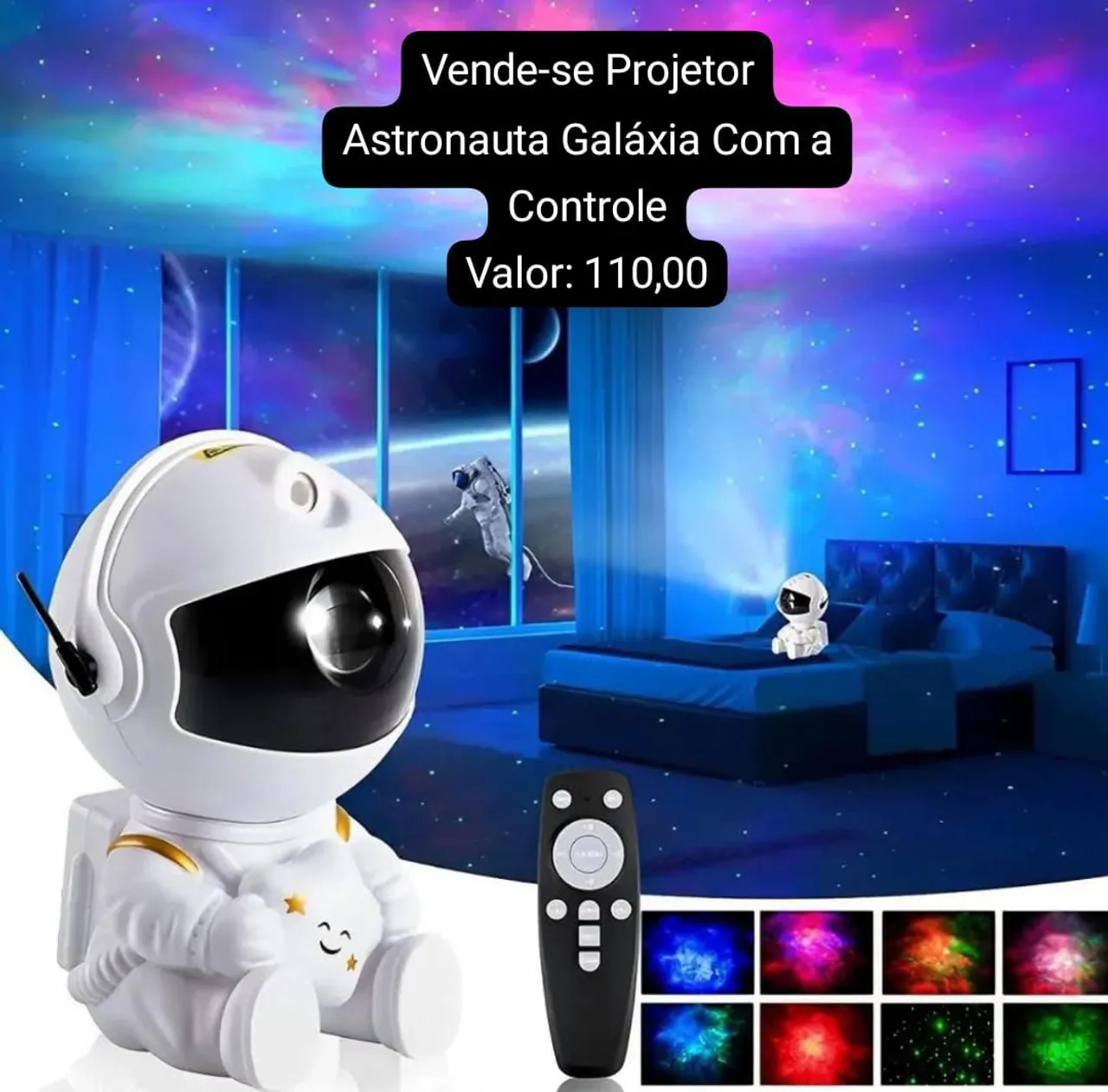 Projetor Astronauta Galáxia com Controle