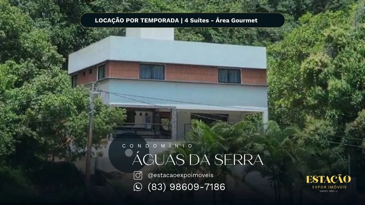 ÁGUAS DA SERRA | Casa para Locação por Temporada, casa com 4 suítes, e sala de jogos. Bana