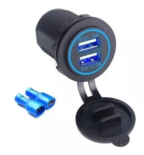 Tomada USB Dupla 5V 1A/2.1A para Moto