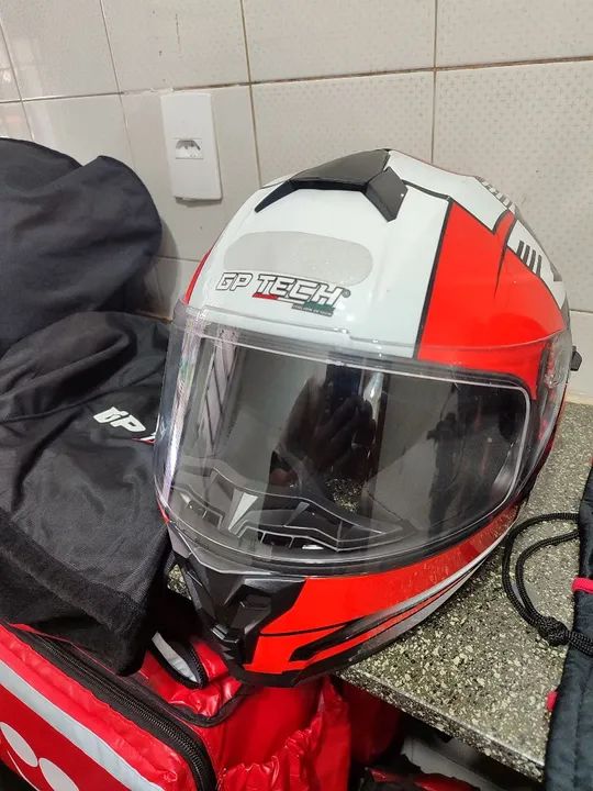 Capacete GP Tech - Novo - Vermelho 58 - Foto 10