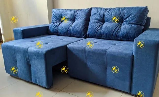 Sofá Cinza com 3 Lugares e Puffs - Foto 5