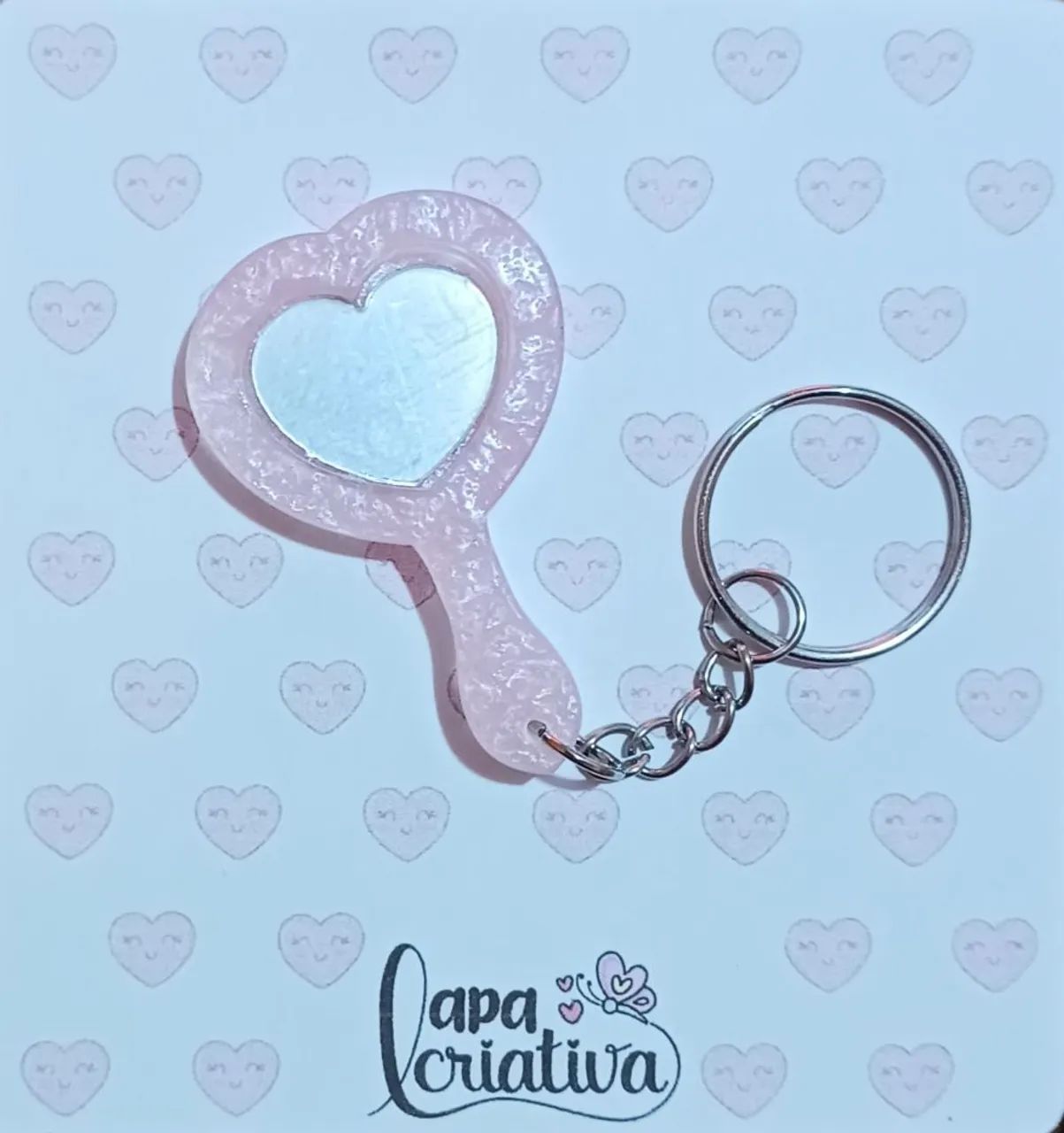 Kit com 7 Chaveiros de Resina - Coração e Realeza com Espelho - Foto 4