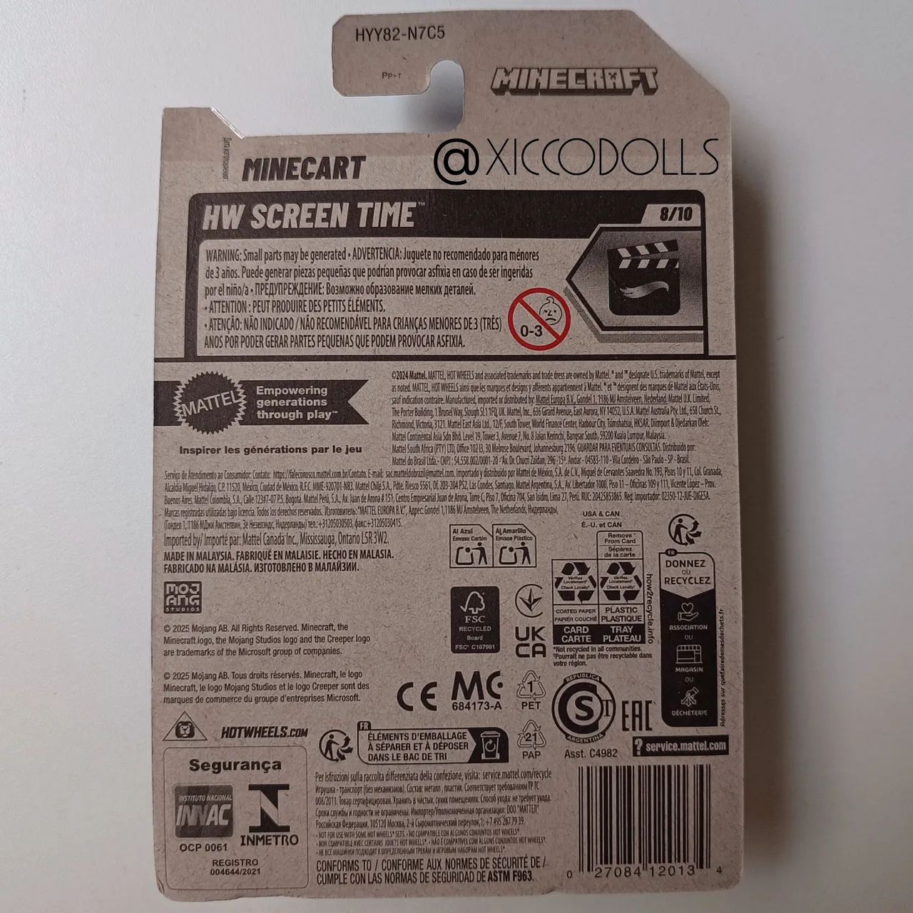 Hot Wheels Minecraft Minecart Cinza 2025 - Foto 3