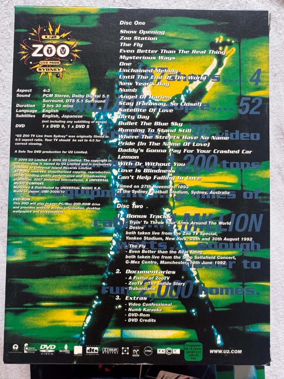 U2 DVD duplo japonês ZooTV Sydney 1993 - Foto 4