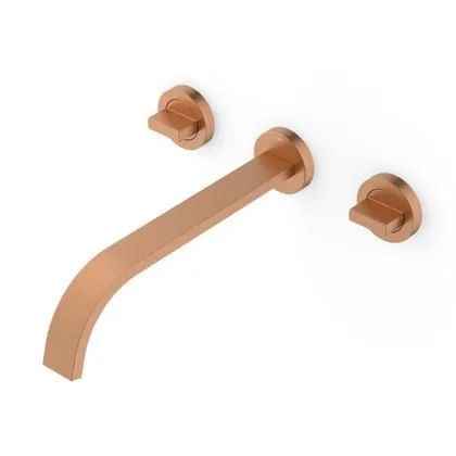 Torneira Misturador de Parede para Banheiro com Bica Reta Rose Gold Flow Celite