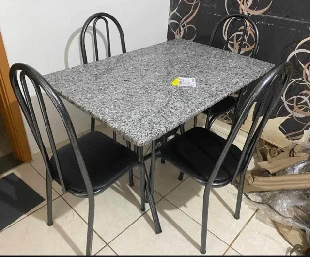 Mesa de Jantar 4 Cadeiras Tampo Granito 1,10m (NOVO) Entrega Grátis!